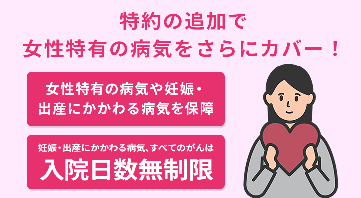 特約の追加で女性特有の病気をさらにカバー！
