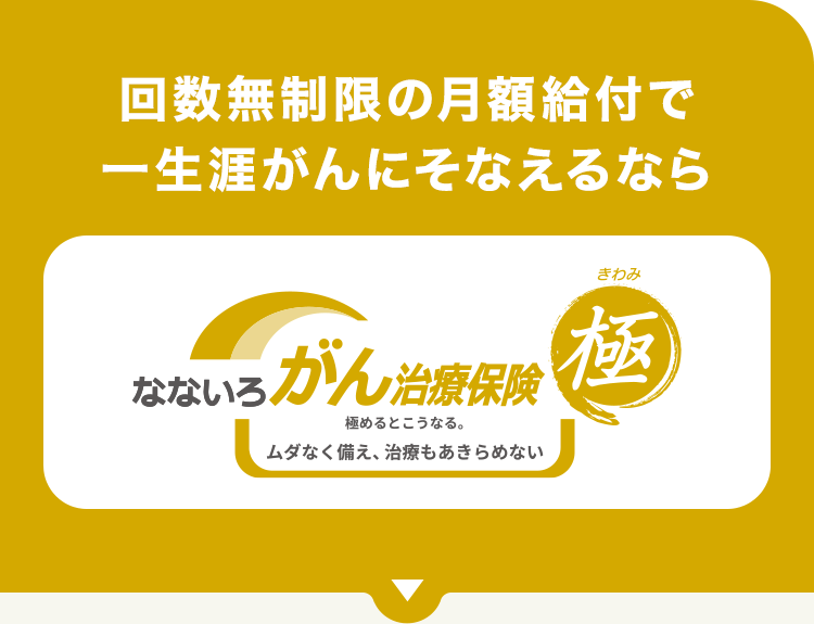 回数無制限の月額給付で一生涯がんにそなえるなら【なないろがん治療保険 極】